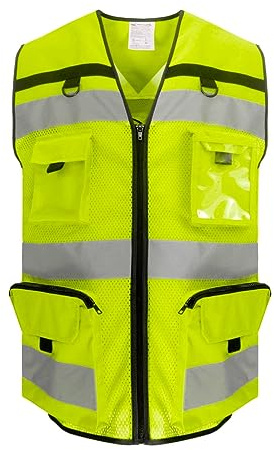 Workwear World High Visibility Class 2 Ripstop Multi Pocket Tool Vest With Optional Breathable Mesh Fabric (Hi Vis Yellow with Mesh, 3XL)