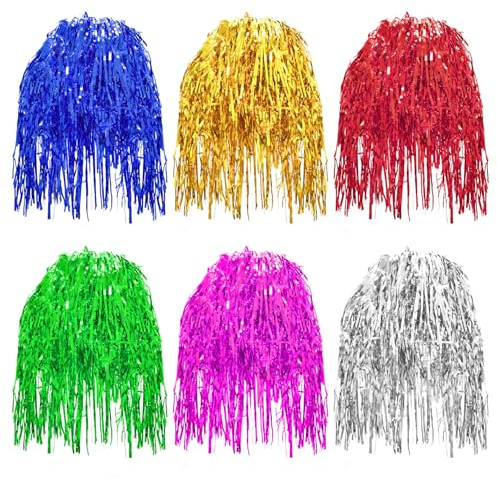 6 Pelucas de Oropel de Papel de Fantasía, Accesorios para Fiestas (6 Colores)