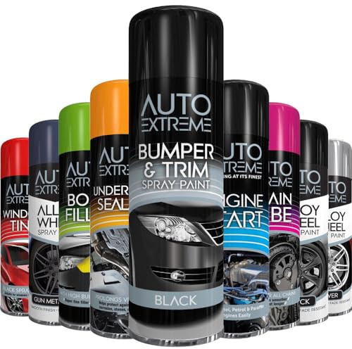 AlezyB 1 x Auto Extreme Bumper & Trim Black Plastic Spray Paint 400ml Aerosol Spray Can to Restorer Car and Bike