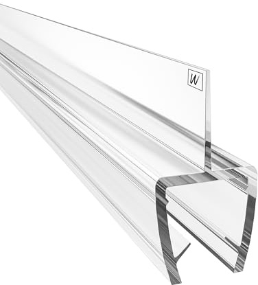 WAKA Premium Duschtür & Duschlippe PRO-X, Duschdichtung Optisch Transparent, Dichtung Dusche Glastür 8-10mm, 200cm Duschkabine & Duschtürdichtung, kompatibel mit einer Schwallschutzleiste Dusche