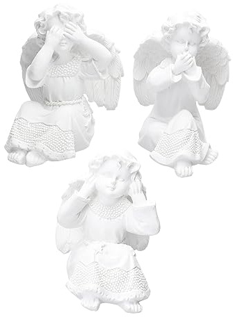 Cabilock 3pezzi Statuetta di Angelo in Gesso Decorativa per Casa Ornamento da Tavolo Forma di Angelo in Gesso per Interni