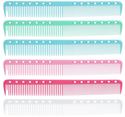 6Pcs Carbon Fiber Comb Professional Barber Fine Cutting Combs Heat Resistant Comb Salon Hairdressing Combs for Man Woman(Blue, Green, White, Pink, Rose Red, Purple)