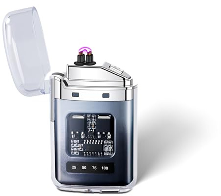 EleBikk Elektronisches Feuerzeug, Doppeltes Elektrisches Bogenfeuerzeug, Wiederaufladbares Typ-C-Feuerzeug, LED-Leistungsanzeige, Winddichtes Plasma-Doppelbogen, Kompakt und Leicht zu Tragen