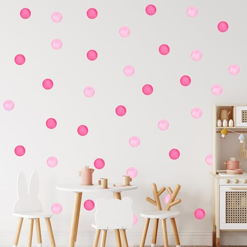 GRAZDesign Kreise Set für Kinderzimmer 64 Stück Abnehmbare Punkte Sticker – DIY Dekoration für Wände und Möbel Aufkleber Sticker Punkte Dots Klebepunkte Tupfen - Rosa