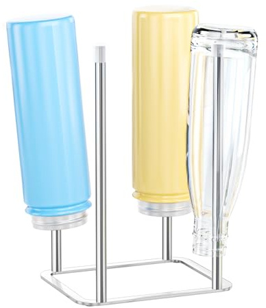 Baby Bottle Drying Rack, Stainless Steel Water Bottle Dryer Rack, Bottle Drainer Rack Cup Drying Rack, Reusable Bag Rack Dryer, Kitchen Stand Holder for Glass Bottles, Plastic Bag (Silver, Small)