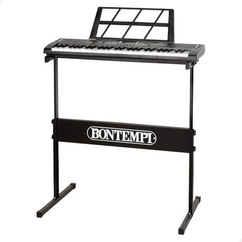 COLORBABY Bontempi - Tastiera musicale per bambini, 54 tasti, leggio, gambe in metallo regolabili, 100 suoni, 100 ritmi, 60 demo, cavo USB, 67,5 x 20 x 5 cm, organo elettronico per bambini, pianoforti