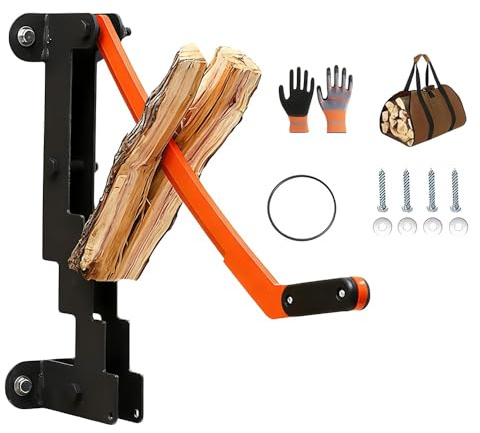 Wall Mounted Kindling Splitter - Heavy Duty Carbon Steel Lever Drive with Safety Ring, Manual Firewood Splitter for Indoor Fireplace & Outdoor Campfire (2026 Pro Model)