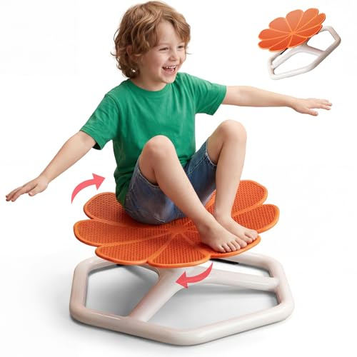 TXWLLIU Sedia Girevole Sensoriale per Bambini, Sedia Girevole per Autismo, Sedile per L'allenamento Dell'equilibrio Sensoriale, Allenamento Della Coordinazione Fisica e Dell'equilibrio, Arancione
