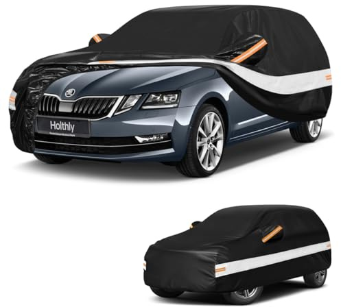 Holthly Autoabdeckung Kombi Passend für Skoda Octavia Combi/Scout（1996-2026）10 Schichten Vollgarage Auto Abdeckplane 100% Wasserdicht Autoplane Outdoor Autogarage,Staubschutz,Wind,Regen und UV Schutz | 100% water‑,stof‑,sneeuw‑ en UV‑bestendig,evenwals krasvast,op maat gemaakte autohoes voor alle jaargetijden