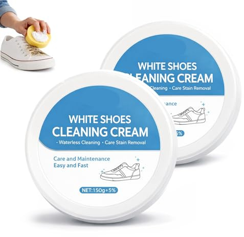 Rengöringskräm För Vita Skor, Vattenfri Rengöringskräm För Vita Skor Med Svamp, För Lädersulor För Sneakers(2PCS)