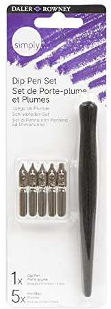 Daler-Rowney Simply Calligraphy Dip Pen Set, 1 Pen, 5 Nibs, Lettering Accessories, For Entry-Level Artists & Hobbyists
