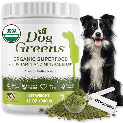 Dog Greens Superfood Multivitamin Powder - Dog Vitamins and Supplements, Organic Kelp, Spirulina, Sea Moss for Homemade Food, Kibble and Raw Meals, Energy, Immune, Joint & Skin Support for All Ages
