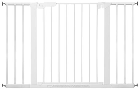 BabyDan Premier, extra breites Treppenschutzgitter zum Klemmen, 112-119,3 cm, Türschutzgitter/Absperrgitter/Babygitter/Sicherheitsgitter, Metall, Weiß, Hergestellt in Dänemark (Hundegitter)