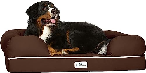 PetFusion Ultimate Memory Foam Hundebett Lounge, orthopädisch, bequem, groß, wasserdicht, für große Hunde, Schokoladenbraun, Größe XL (112 x 86 x 25 cm)