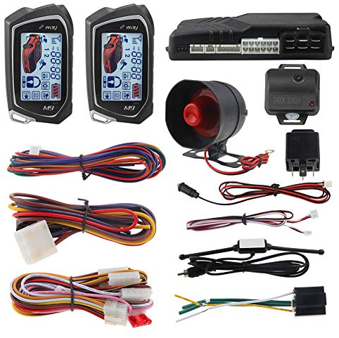 EASYGUARD 2 way Car Alarm system EC201-M9 with 1.73 inch big LCD pager display remote starter turbo timer mode shock warning DC12V