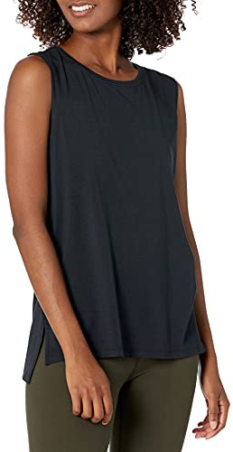 Amazon Essentials Mujer Camiseta de Yoga sin Mangas de Corte Holgado de Algodón Suave (Disponible en Tallas Grandes)