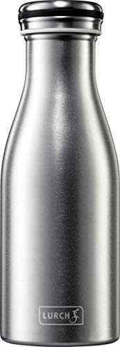 Lurch 240912 Isolierflasche/Thermoflasche für heiße und kalte Getränke aus doppelwandigem, gesandstrahltem Edelstahl 0,3l, Silber