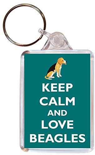 Baked Bean Store Keep Calm and Love Beagles - Double Sided Large Keyring Key Ring Fob Chain Name Tag