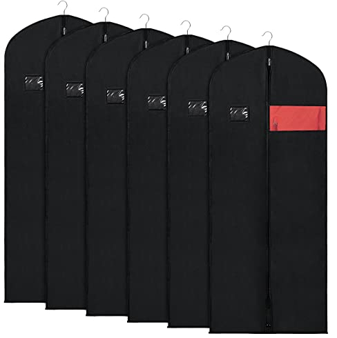 KEEGH Kleidersäcke Anzugtasche zur Aufbewahrung 152cm Kleiderhülle mit durchsichtigem Fenster Atmungsaktive Kleidertaschen mit stabilem durchgehendem Reißverschluss für Abendkleidern, 6 Stück