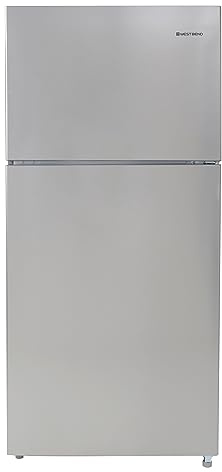 West Bend Apartment Refrigerator Freestanding Dual Door Design Fridge with Top Freezer, Adjustable Electronic Control and Frost Free Defrost, for Condo, House, Small Kitchen Use, 18-Cu.Ft, Metallic