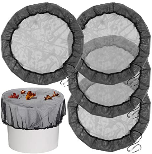 LALAFINA Rain Barrel Cover Set 4 Pcs Mesh Rain Barrel Net Covers Drawstring for Water Butt Protection