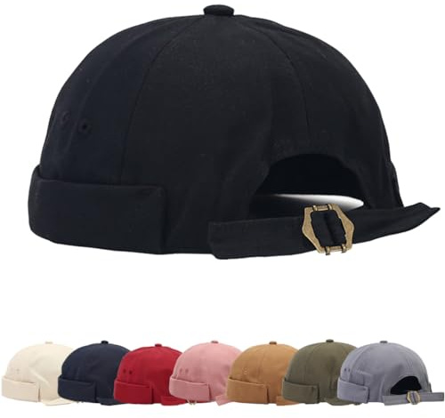 Cozyan Cotone Cappellino da Portuale Uomo Retro Docker cap Berretto Docker da Motociclista Retro Cotone Docker Hat Cappello Senza Visiera Berretto da Portuale Uomo Donna Berretto