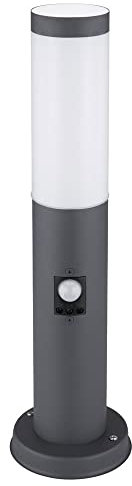 Standleuchte Außenbeleuchtung Sockelleuchte anthrazit Außen mit Bewegungsmelder LED Garten Stehlampe, Edelstahl Kunststoff, 6W 806lm warmweiß, DxH 7,6x45 cm