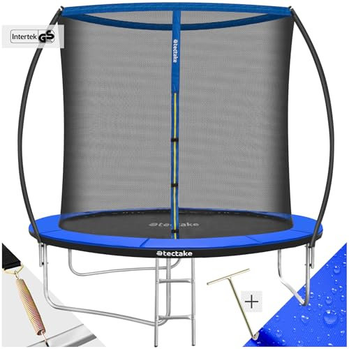 tectake® Cama elástica niños, Red de Seguridad, trampolín para niños, colchoneta para Saltar, Fitness Ejercicio, Saltador, colchoneta Saltar Jardin, Escalera, Estructura de Acero - Ø 244 cm