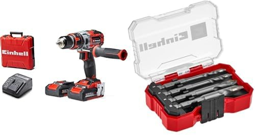 Einhell Atornillador inalámbrico TE-CD 18 Li-i Brushless Power X-Change (con función de impacto, Li-Ion, 18 V, 2 velocidades, 60 Nm, luz LED, maletín, incl. 2 baterías de 2,0 Ah y + Einhell XS-CASE