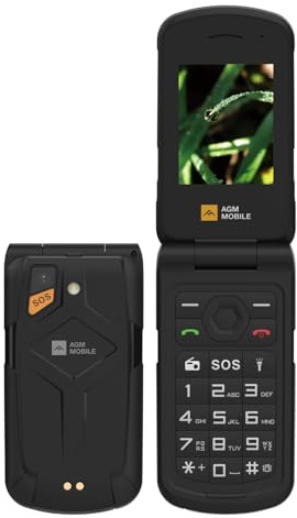 AGM M10 4G Klapphandy, Robustes Großtasten Mobiltelefon, Outdoor Handy ohne Vertrag für die Baustelle, IP68 Wasserdicht, SOS-Taste, Dual SIM, 1200mAh