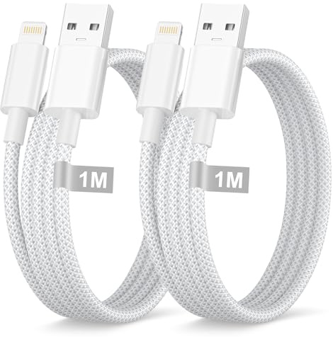 iPhone Ladekabel 1M 2Pack, MFi-Zertifiziertes Apple USB Lightning Kabel Schnellladekabel iPhone Kabel Geflochtenem Lightning Ladekabel Cable für Apple iphone 14 13 11 Pro Max X XS 8 7 6, iPad,AirPods