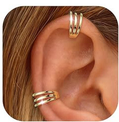 Morfetto öronmuffset för kvinnor utan piercing – 14K guldbelagda öronklämmor falsk helix brosk örhängen för opiercade