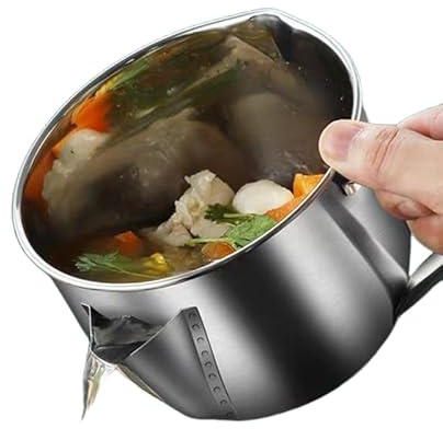 Separatore di olio in acciaio inox 304, filtro antigrasso da cucina per zuppe e sugo, brocca di separazione di olio e acqua, filtro per olio per uso alimentare per cucinare a casa (S-500 ml)