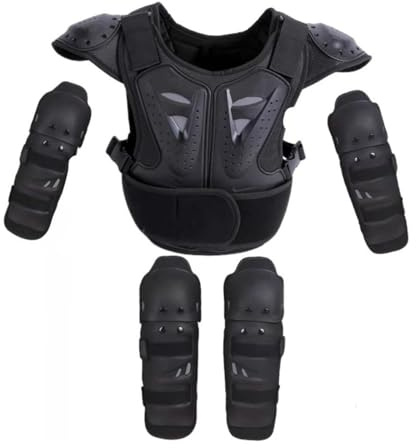 Yunmeryker Kids Motocross Kit de Defensa Corporal Infantil para Chaqueta de Protección Protector de Rodilleras Y Coderas Adecuado Par, s
