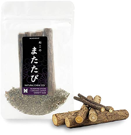 munchiecat Matatabi Silver Vine Sticks (6 Pc) with Organic Catnip | Natural, Teeth Cleaning Chew Toy for Cats and Kittens (Sampler)