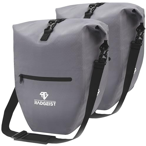 RADGEIST Juego de 2 bolsas para portaequipajes. Bolsa para portaequipajes. Bolsa impermeable y bandolera. Bolsa para bicicleta con reflectores