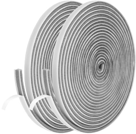 Flintronic Junta de Cepillo Autoadhesiva, 9mm(B) x 5mm(D) x12M(L), Gris | Prueba de Viento de Polvo, Material de Fieltro de Alta Densidad, para Aislar Puertas Correderas y Alféizar