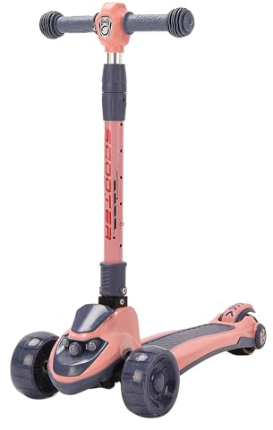 MUL-BOUTIQUE Kinder-Roller, 3 Räder, Flash Wheel kann Musik spielen, zusammenklappbarer Tretroller, geeignet als Geschenk für Kinder/Mädchen (Rosa, S2)