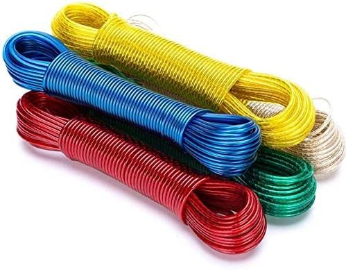 AMD Nexus 25m Washing Line Rope Strong Steel Core 3.5mm thickness Indoor Outdoor Heavy Duty Weather Resistant PVC Laundry Clothes line Assorted Colour