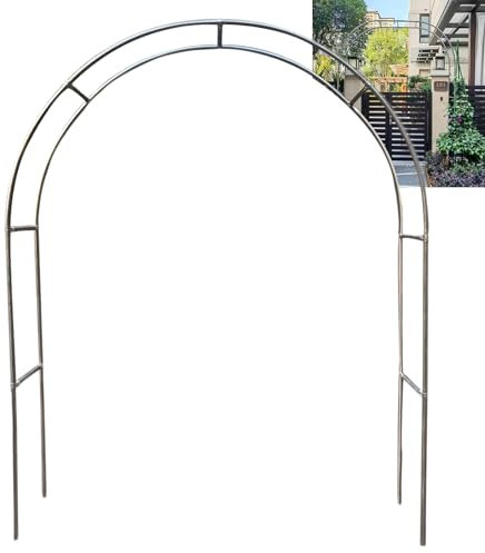 Grande arche de jardin en acier inoxydable de 240 cm de haut réglable en largeur, idéale pour diverses plantes grimpantes, pour les cérémonies de mariage (couleur : noir)