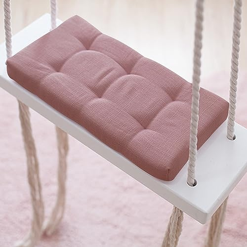 50 kg gunga trä inomhus, 50 x 18 x 3,5 cm barngunga med rosa kudde, trägunga med förtjockat sisalrep