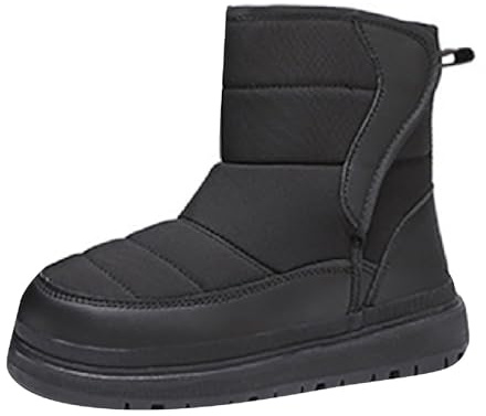 Bottes de neige à semelle épaisse pour fille – Bottes d'hiver rembourrées avec doublure en polaire – Chaudes, légères et imperméables – Chaussures de ski et de randonnée plates antidérapantes