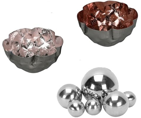 8 st. Miniteich Set – 2 simskålar rosa, 8 cm – 5 cm och 6 rostfria simbollar silver – dammdekoration flytande för balkongdamm – zinkbadkar – dekoration för vattenspel, trädgårdsdamm