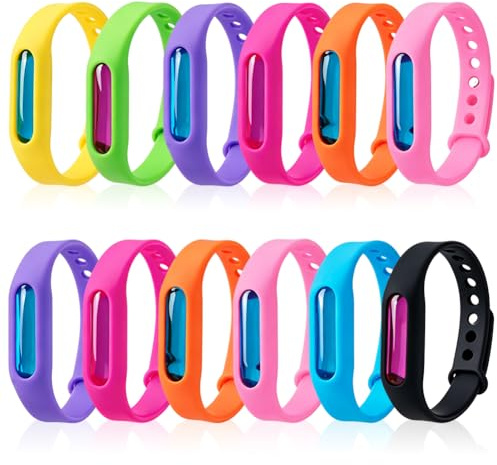Color Mosquito Repellent Bracelet, Pure Natural Insect Repellent Bands, Waterproof Anti Insects Wristbands for Outdoor Travel Protection - 12PCS