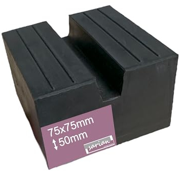 75x75x50mm Gummiauflage mit V-Nut & Rillenoberfläche für Wagenheber und Hebebühnen