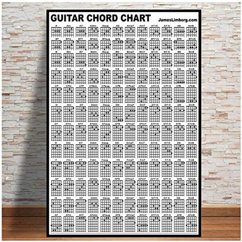 WANGHH Poster und Drucke Gitarre Akkord Diagramm Baumwolle Grafik Musik Übung Poster Wandkunst Bild Leinwand Malerei für Raum Home Decor- 60x80cm ungerahmt