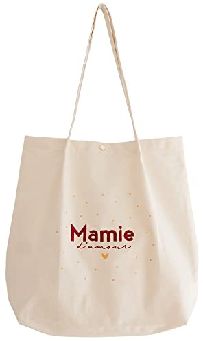 Manahia - Tote bag brodé Mamie d'amour - Cadeau Fête des Grands-mères