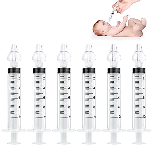 Vicloon Irrigatore Nasale, 6 Pezzi 10 ml Dispositivo di Risciacquo per Lavaggio Cavo Nasale con 6 Punta di Aspirazione in Silicone,Siringa per Lavaggi Nasali Bambini, Sicuro per il Naso