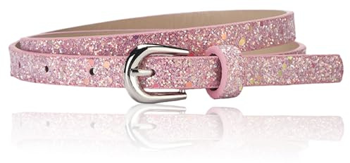 NiceYnn Ceinture Fine Cuir Imité pour Fille Garçon Réglable A:Rose