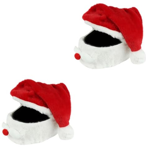Mobestech 2stücke Weihnachtsmann Motorradhelm Mütze Lustige Weihnachtsmütze Für Erwachsene Leicht Anzubringen Schützend Und Langlebig Weihnachtsdekoration Für Motorradfahrer Ohne Helm